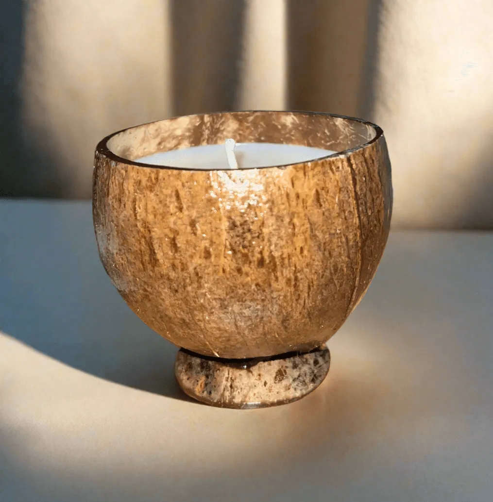 Calming Coconut Scented Coconut Cup Candle