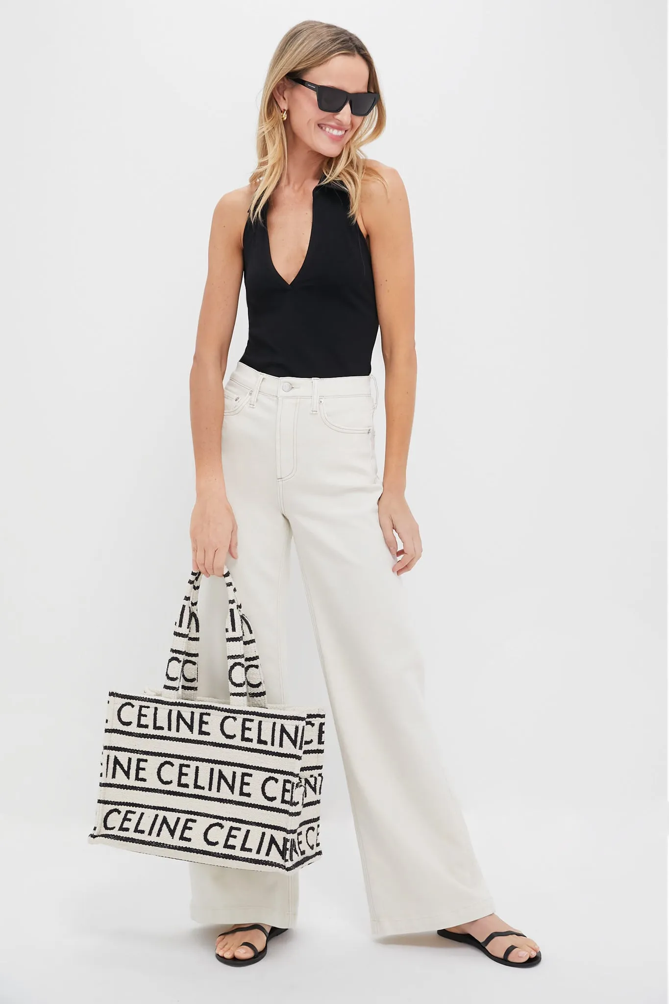 CELINE Cabas Thais Canvas Tote Bag