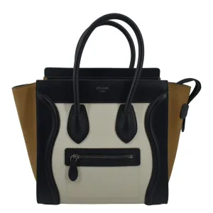 CELINE Micro Luggage Calfskin Leather Tote Bag Tri-Color