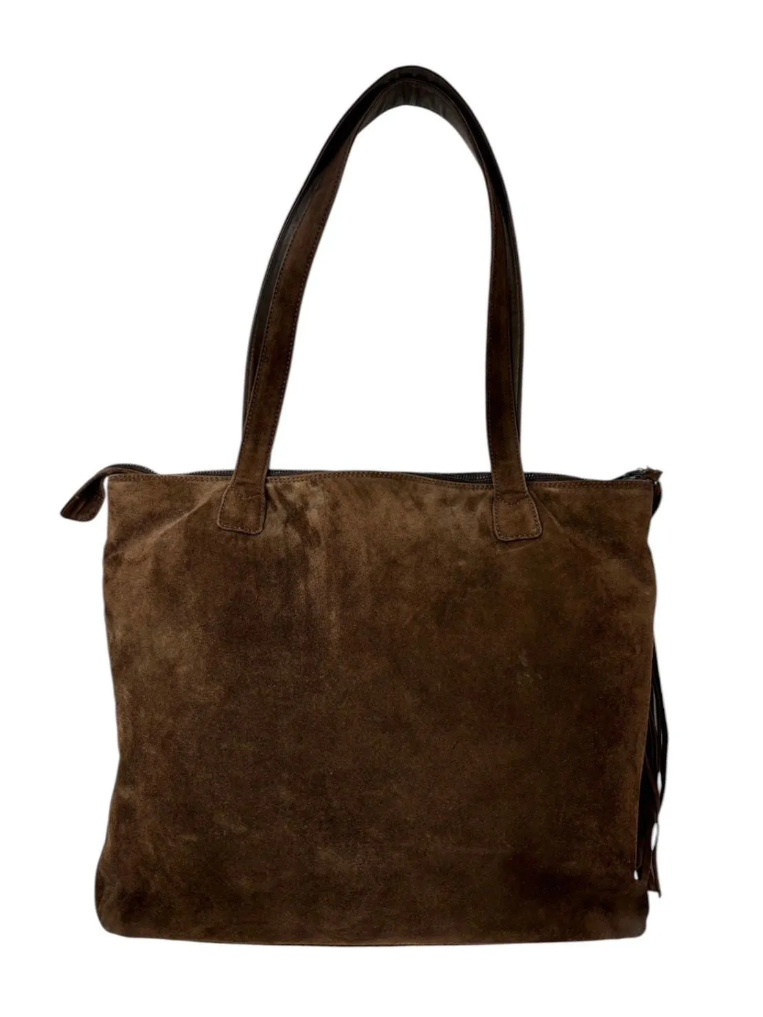 Chanel Brown Suede Logo Shoulder Bag