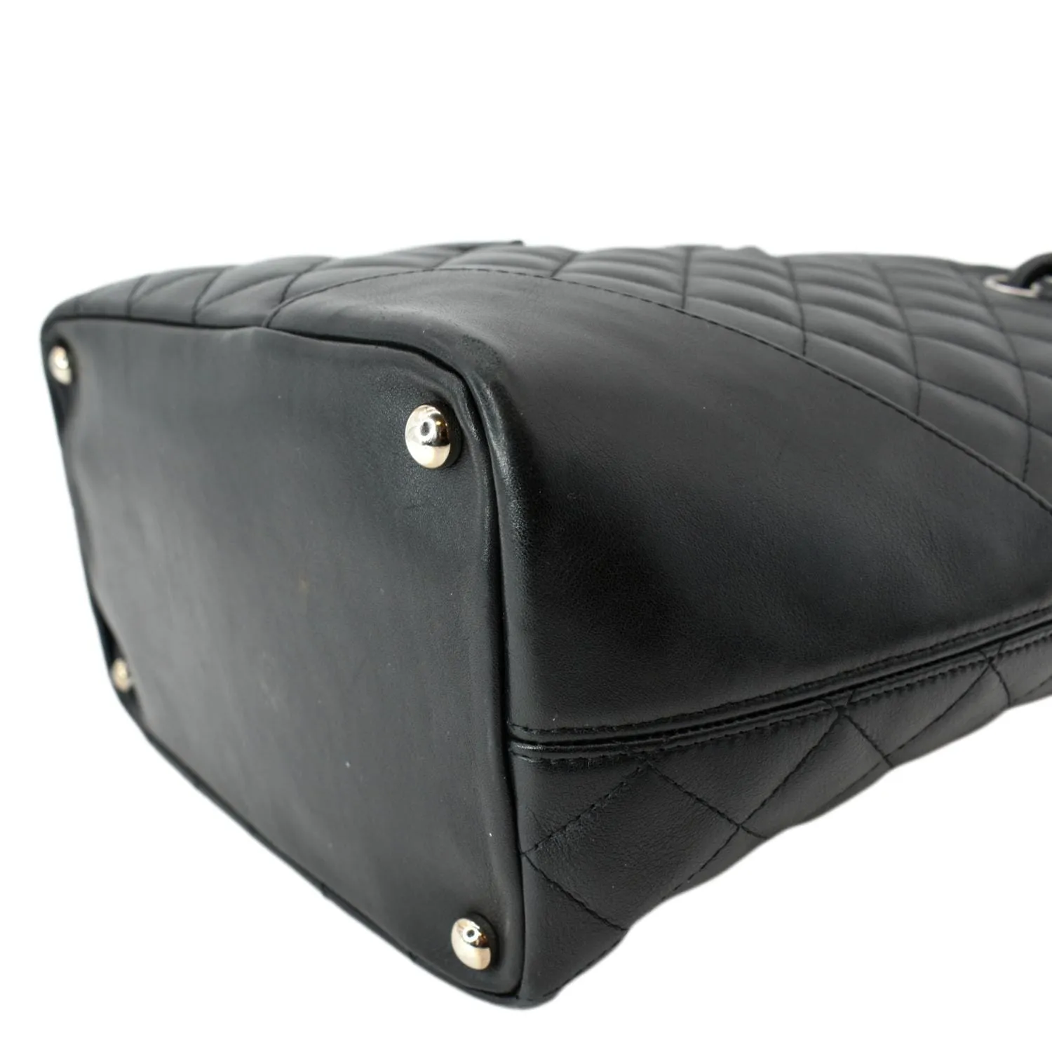 CHANEL Cambon Ligne Quilted Calfskin Leather Tote Bag Black