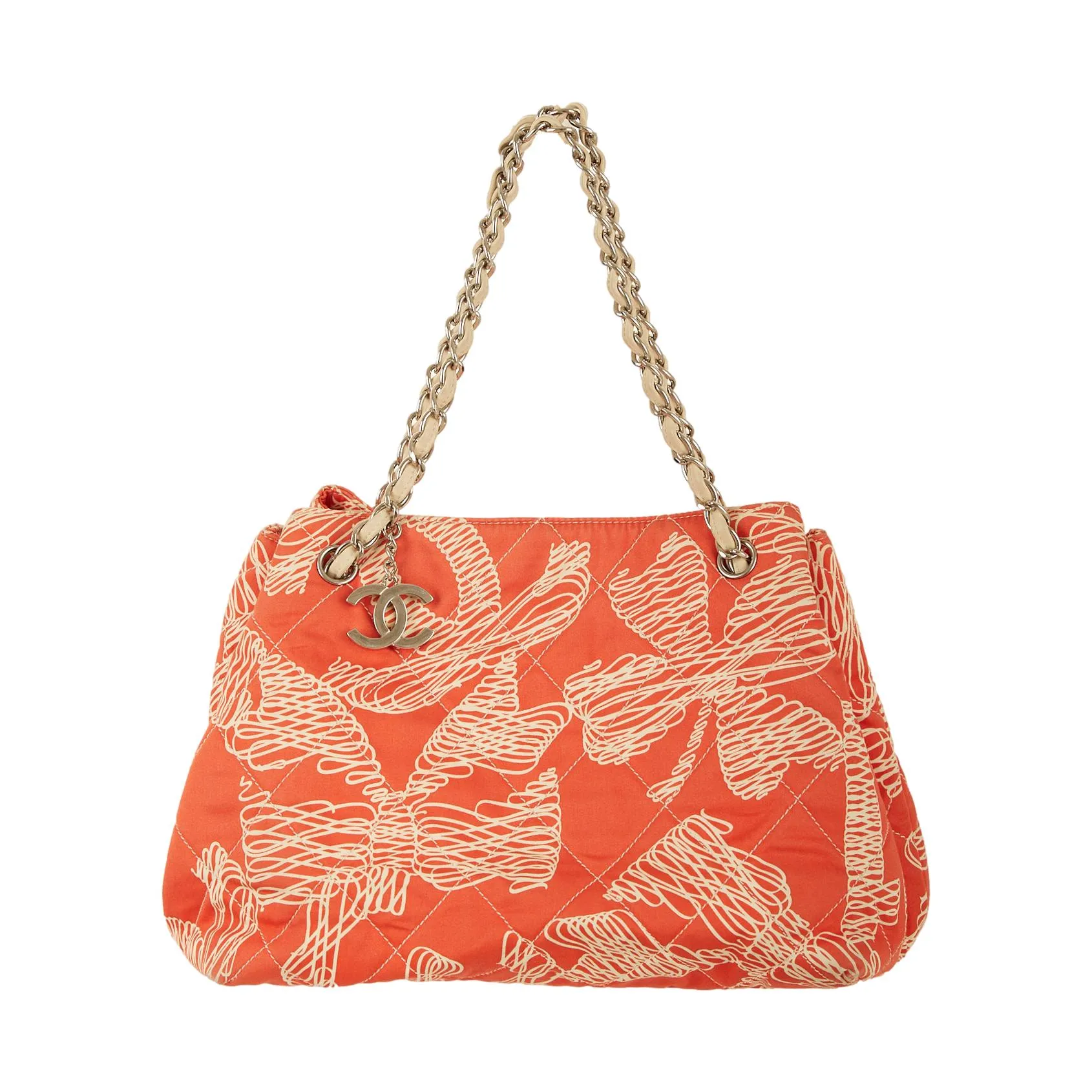 Chanel Coral Print Chain Shoulder Bag