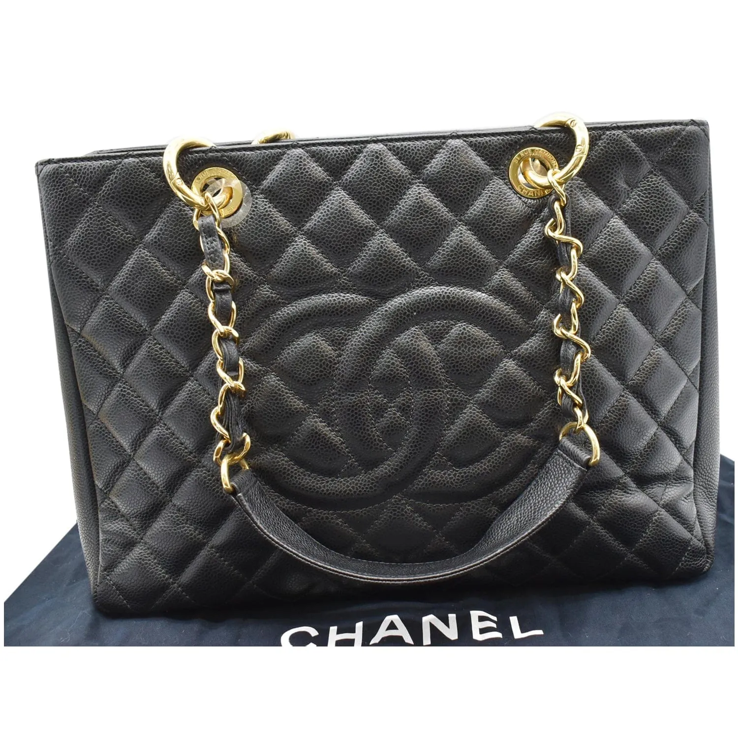 CHANEL Grand Shopping GST Caviar Leather Tote Bag Black