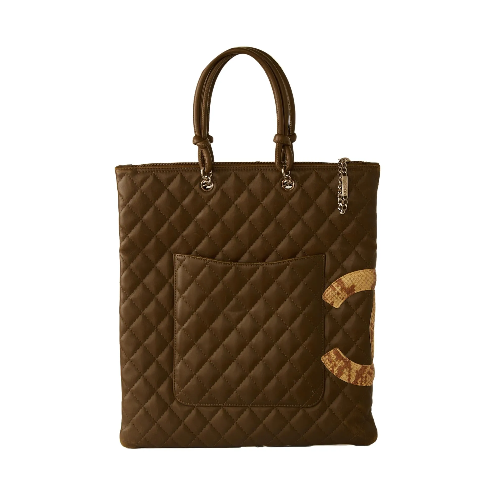 Chanel Green Lambskin Cambon Tote