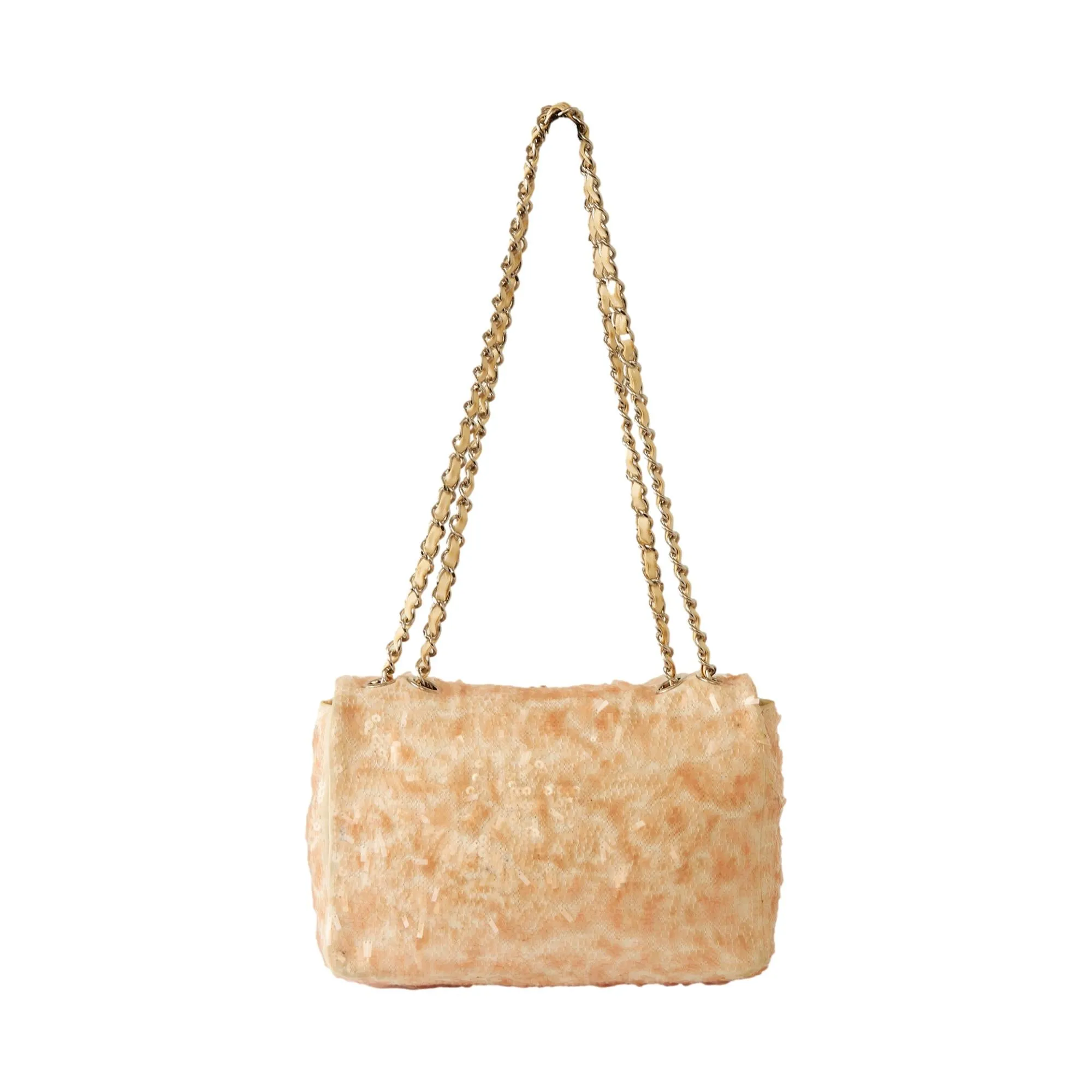 Chanel Peach Sequin Chain Flap Bag
