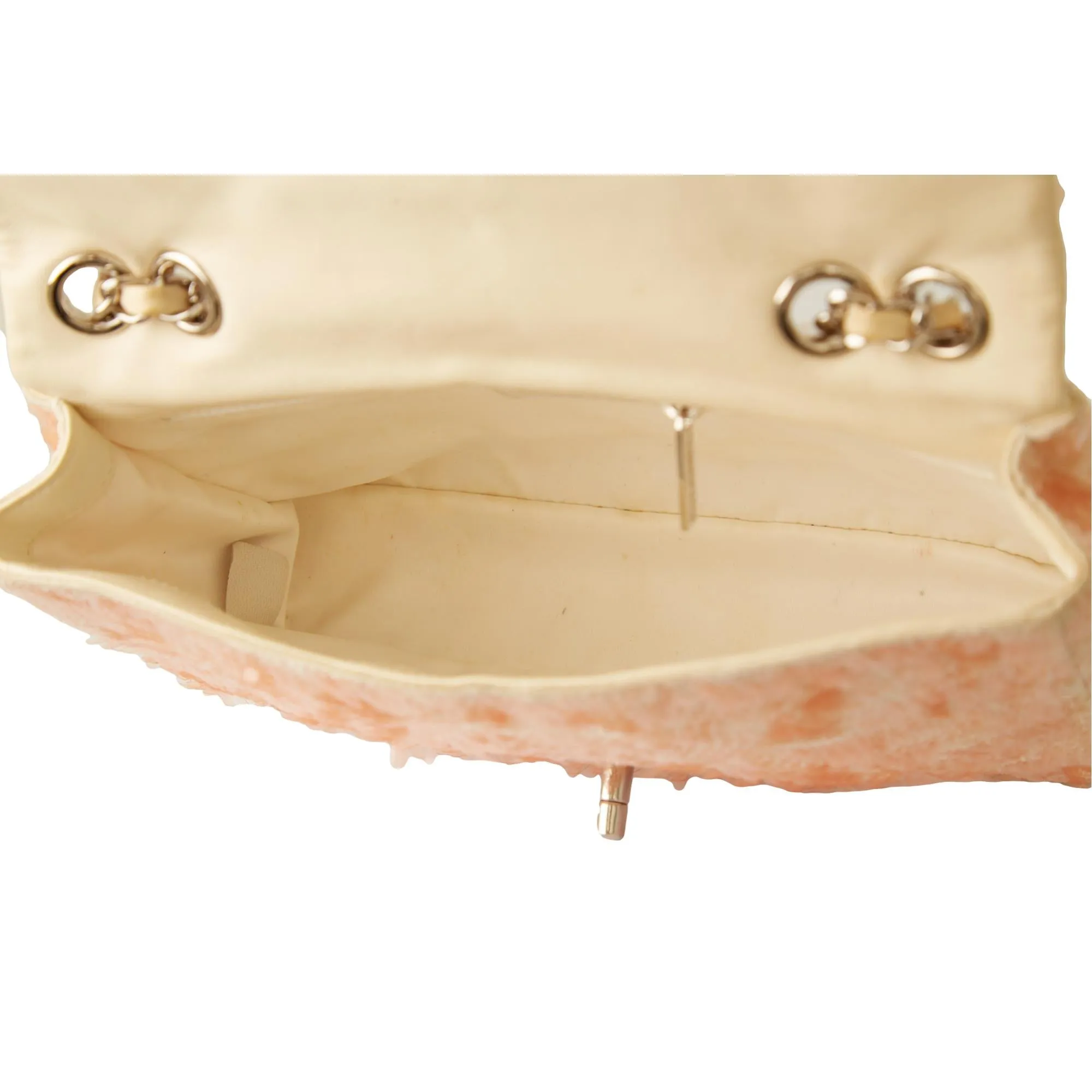Chanel Peach Sequin Chain Flap Bag