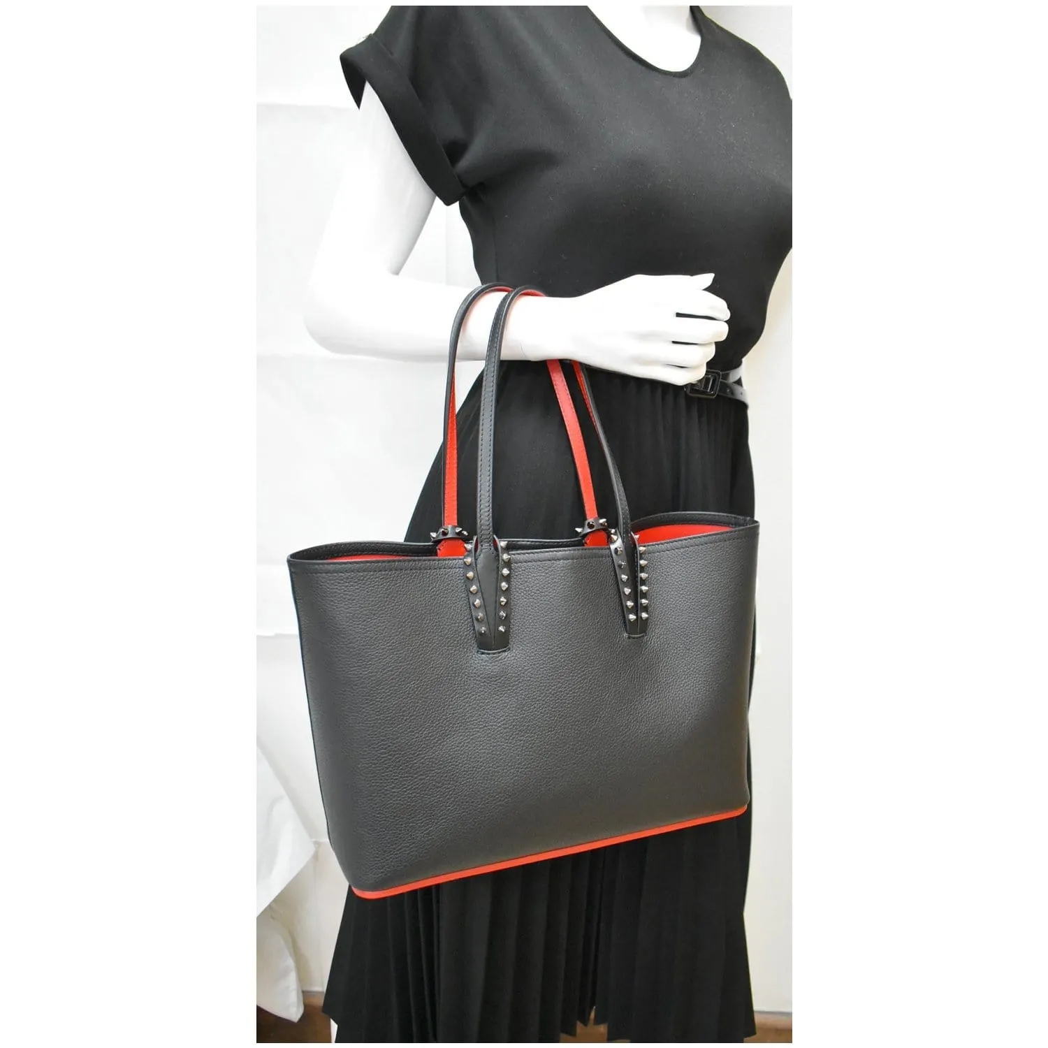 CHRISTIAN LOUBOUTIN Cabata Small Empire Paris Leather Tote Bag Black