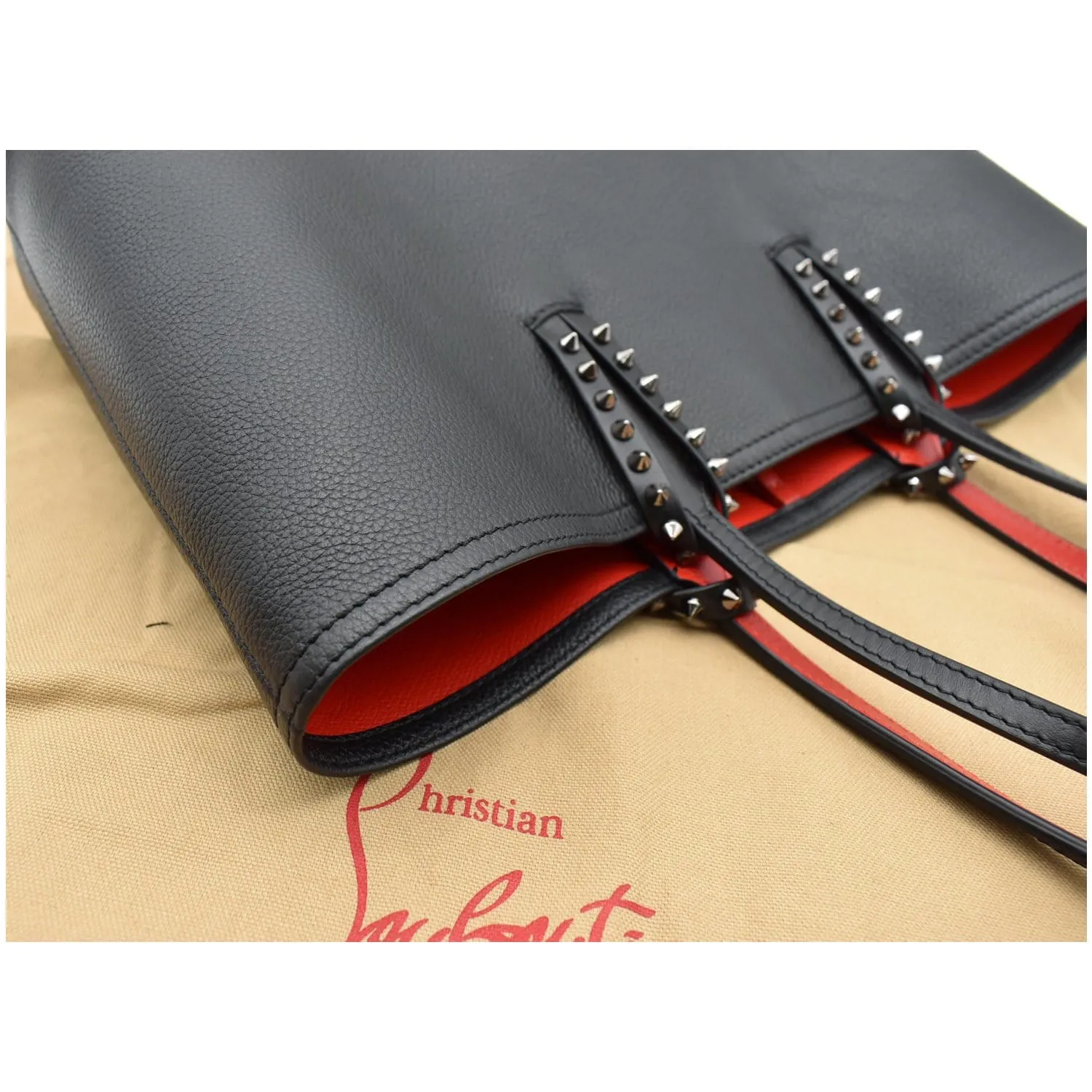 CHRISTIAN LOUBOUTIN Cabata Small Empire Paris Leather Tote Bag Black