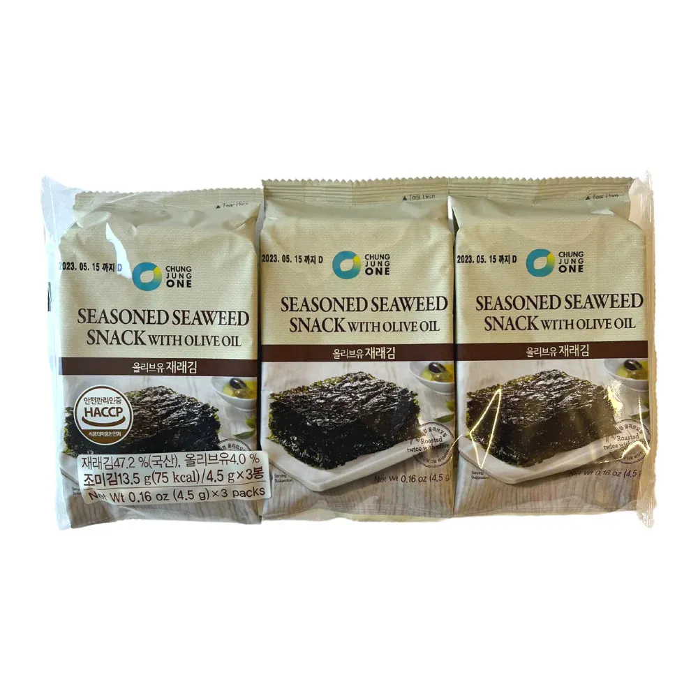 CHUNG JUNG ONE, SEAWEED SNACK WITH OLIVE OIL 3X4,5G