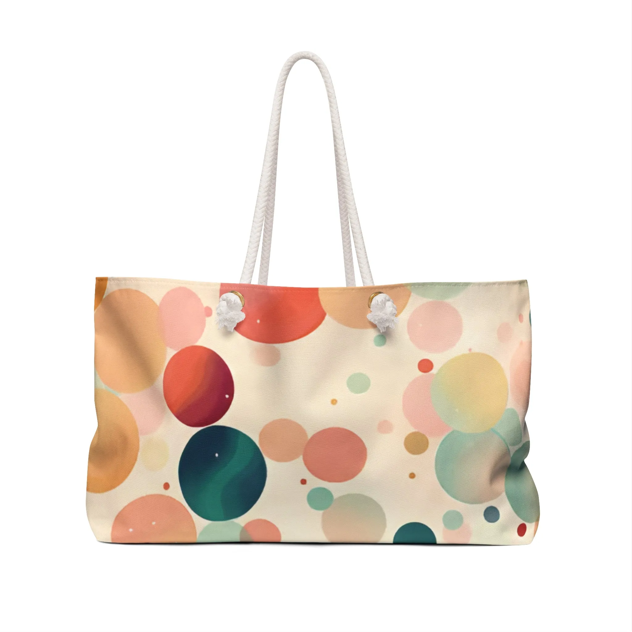 Circles in Pastel Retro Look Weekender Travel Tote Bag