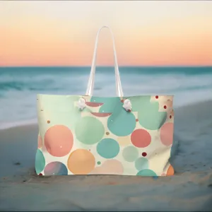 Circles in Pastel Retro Look Weekender Travel Tote Bag