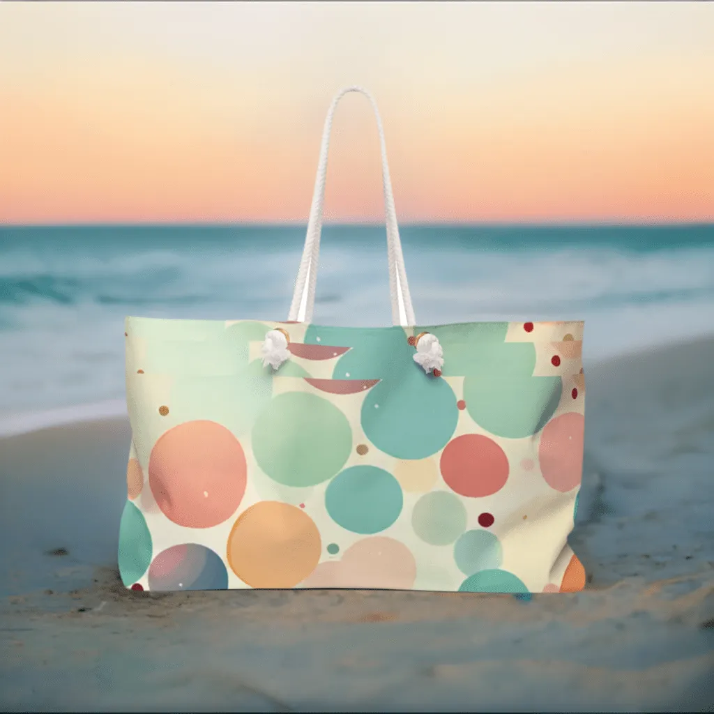 Circles in Pastel Retro Look Weekender Travel Tote Bag