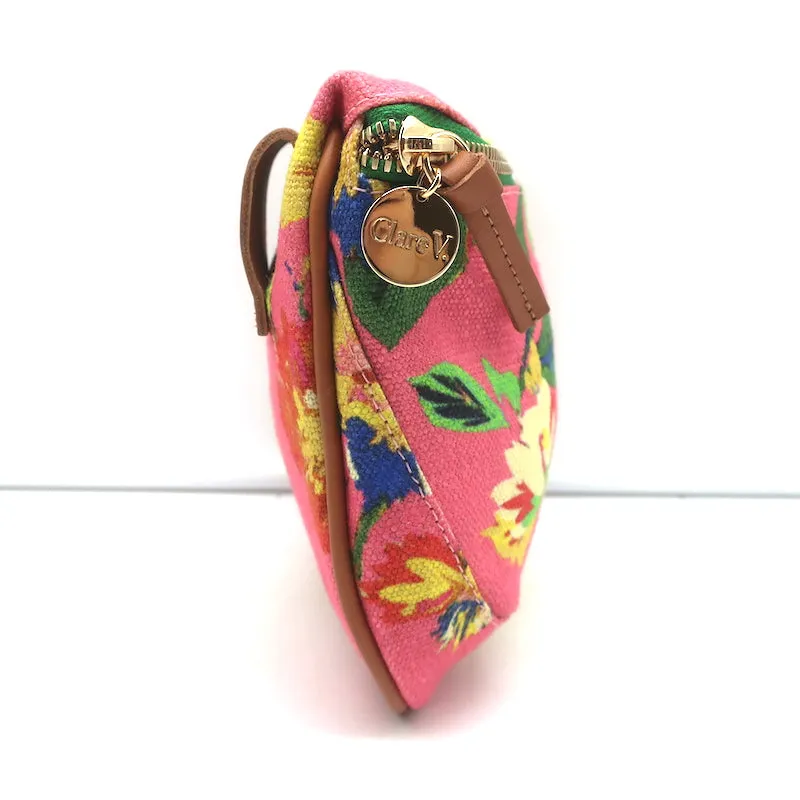 Clare V. Fanny Pack Pink Floral Print Canvas Small Crossbody Bag NEW