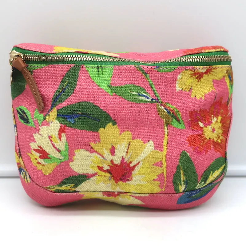 Clare V. Fanny Pack Pink Floral Print Canvas Small Crossbody Bag NEW