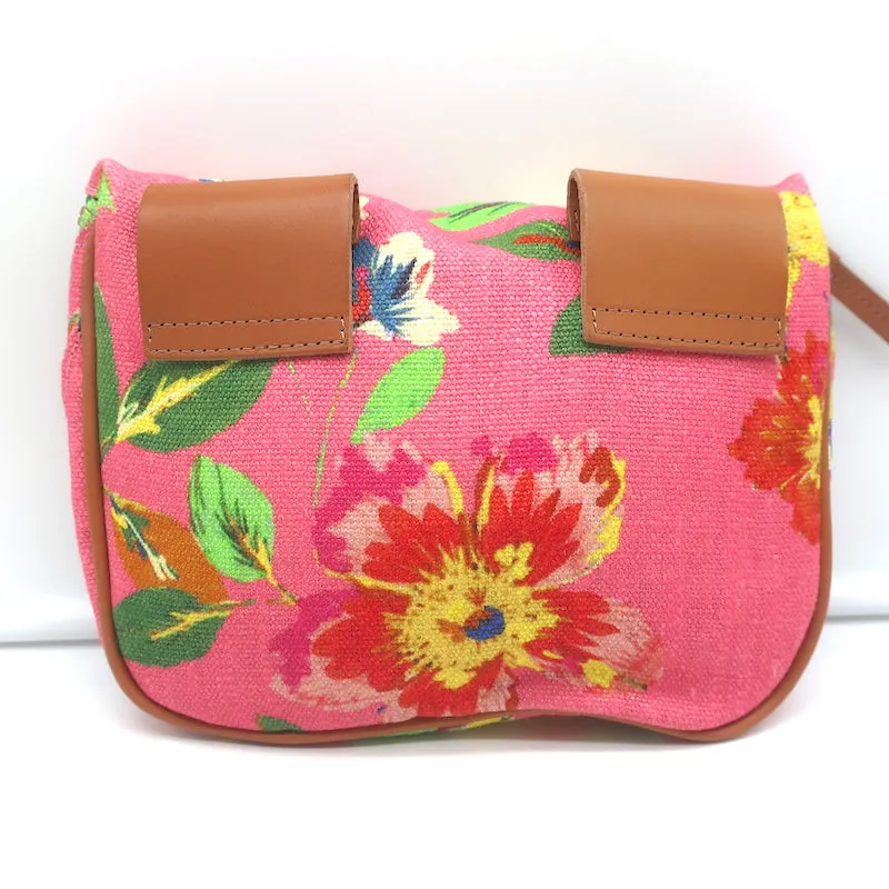 Clare V. Fanny Pack Pink Floral Print Canvas Small Crossbody Bag NEW