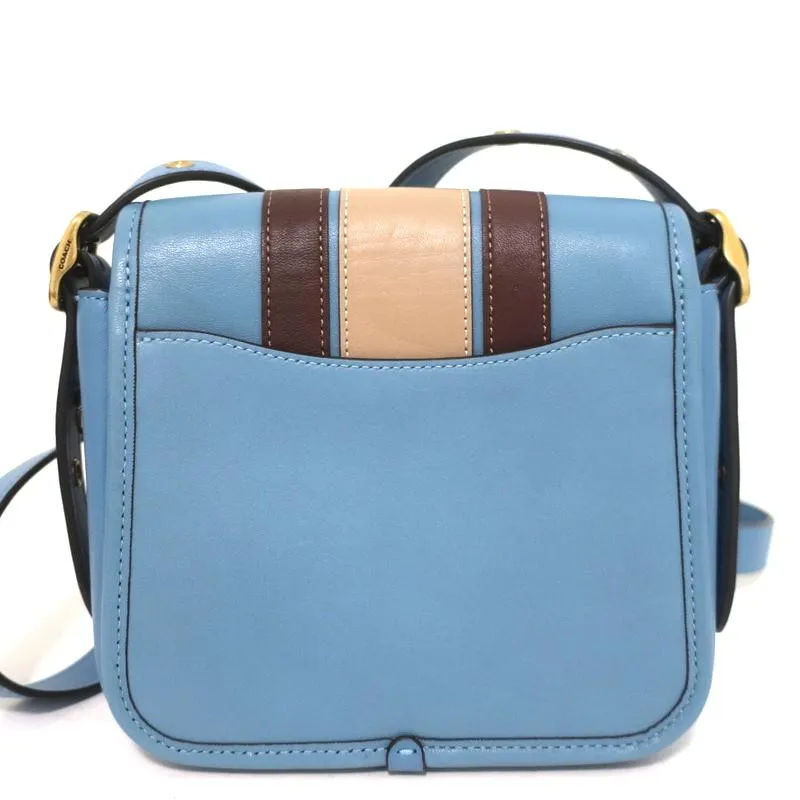 Coach Rambler 16 Mini Crossbody Bag with Varsity Stripe Blue Leather NEW