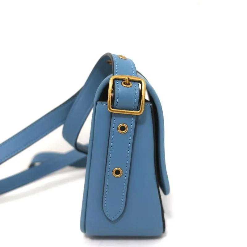 Coach Rambler 16 Mini Crossbody Bag with Varsity Stripe Blue Leather NEW