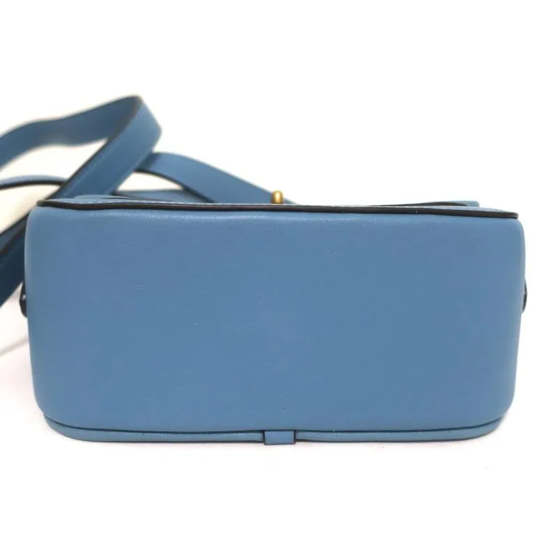 Coach Rambler 16 Mini Crossbody Bag with Varsity Stripe Blue Leather NEW