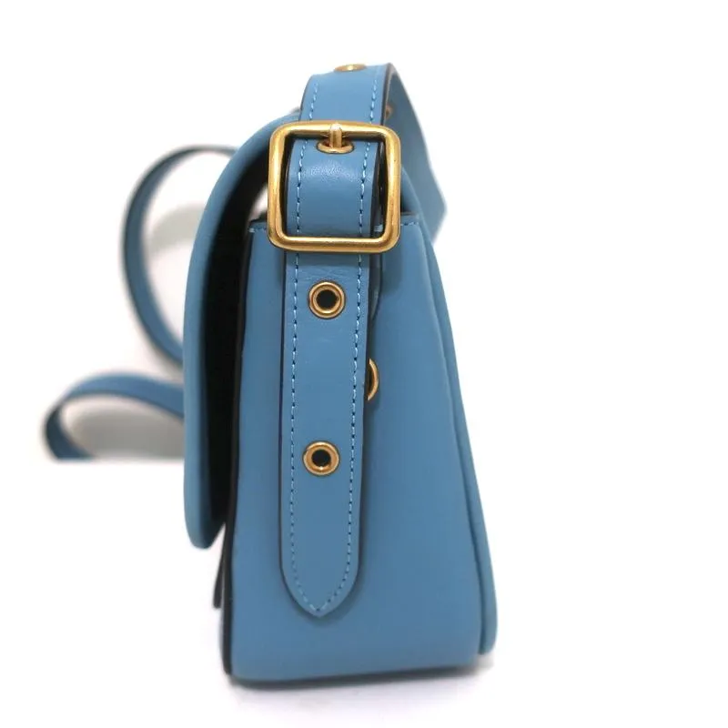 Coach Rambler 16 Mini Crossbody Bag with Varsity Stripe Blue Leather NEW