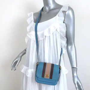 Coach Rambler 16 Mini Crossbody Bag with Varsity Stripe Blue Leather NEW