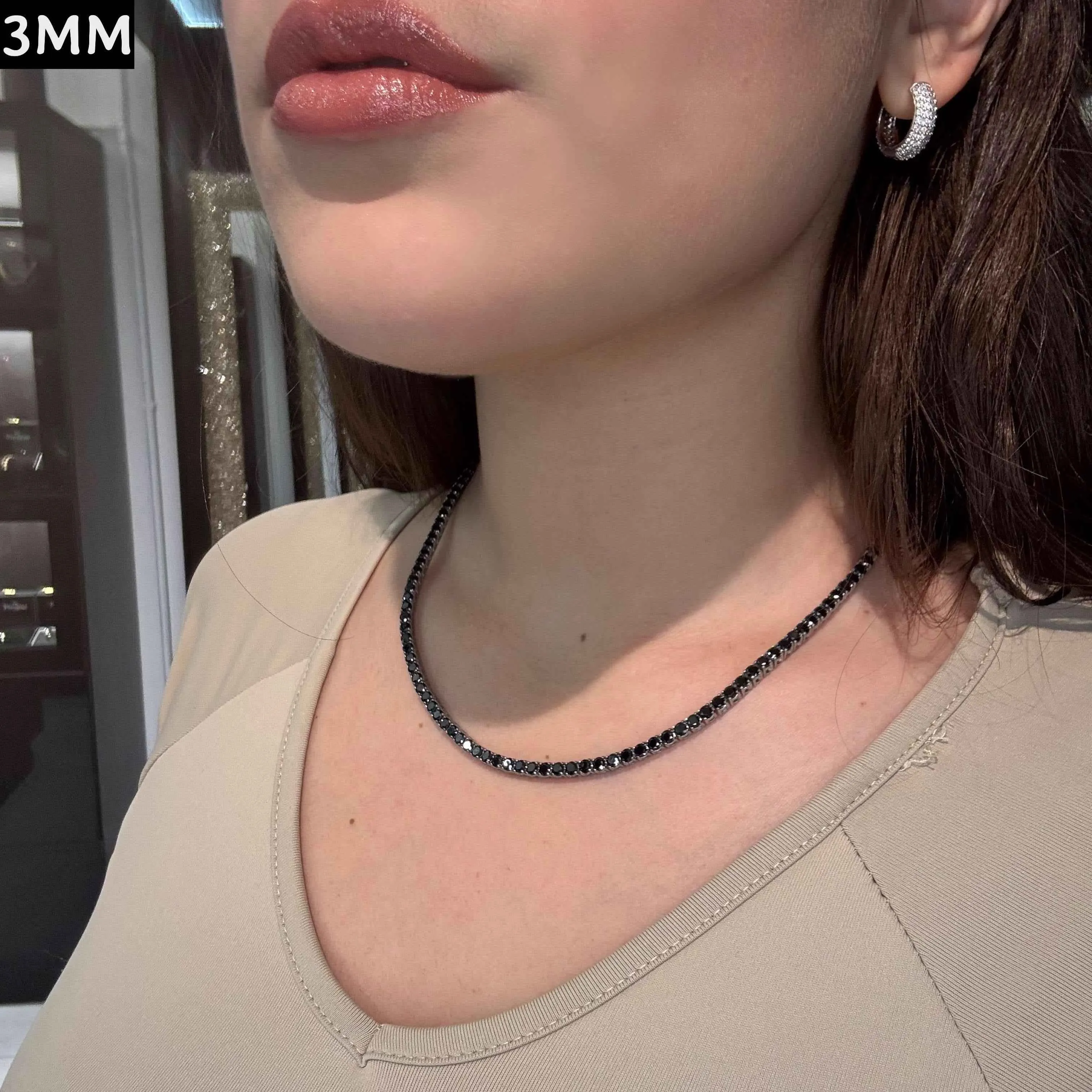 Collana Tennis Nera Luxury