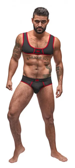 Cotton Lycra Mini Tank Bikini Set - Black/red -  Medium