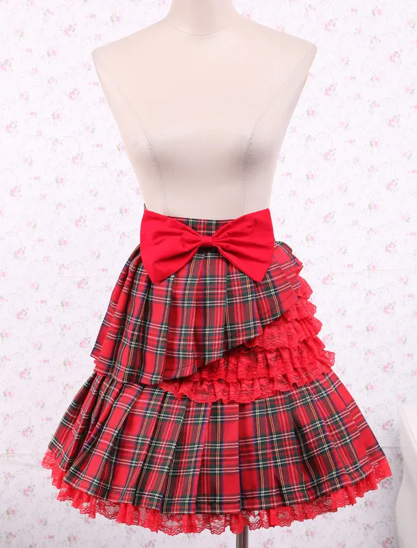 Cotton Red Gingham School Lolita Top And Skirt