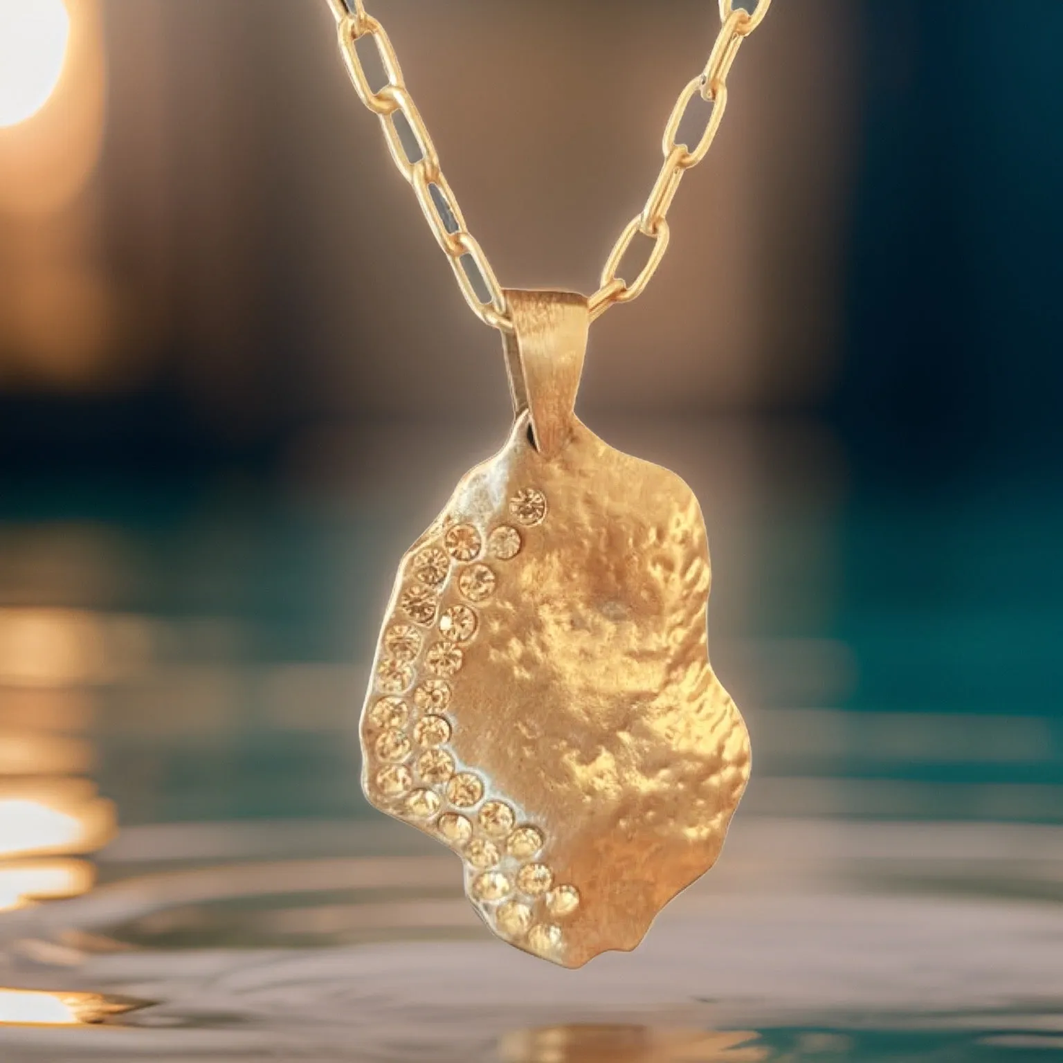 Crystal Waning Gibbous Moon Necklace