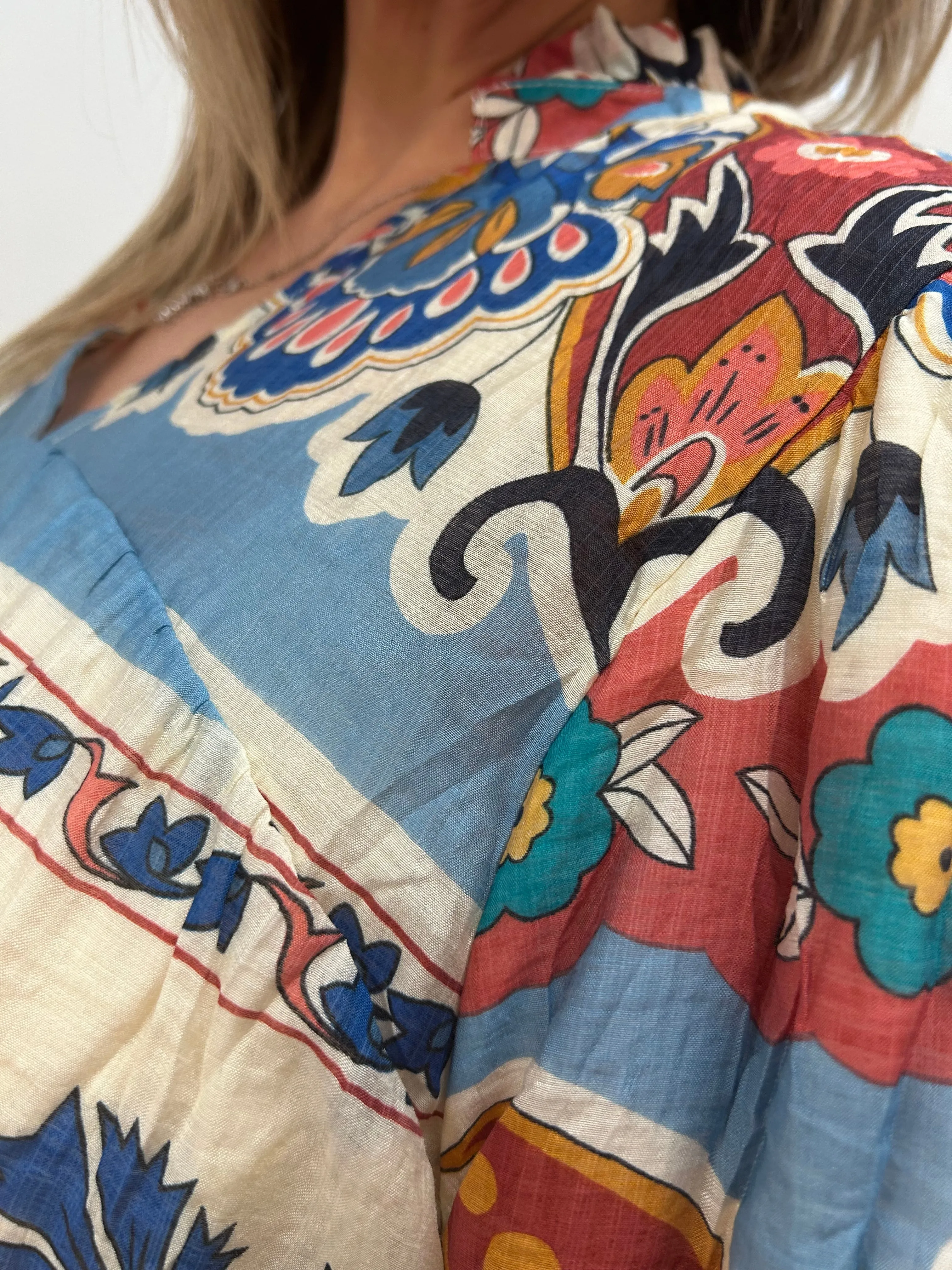 Curvy Blue Mix Blouse by Umgee