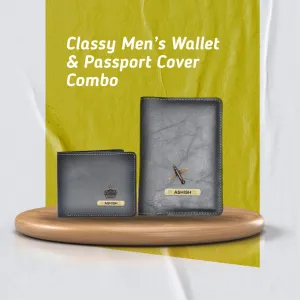 Customized with Name and Charm Men's 2 Pcs Travel Combo - Black