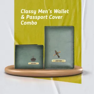 Customized with Name and Charm Men's 2 Pcs Travel Combo - Green