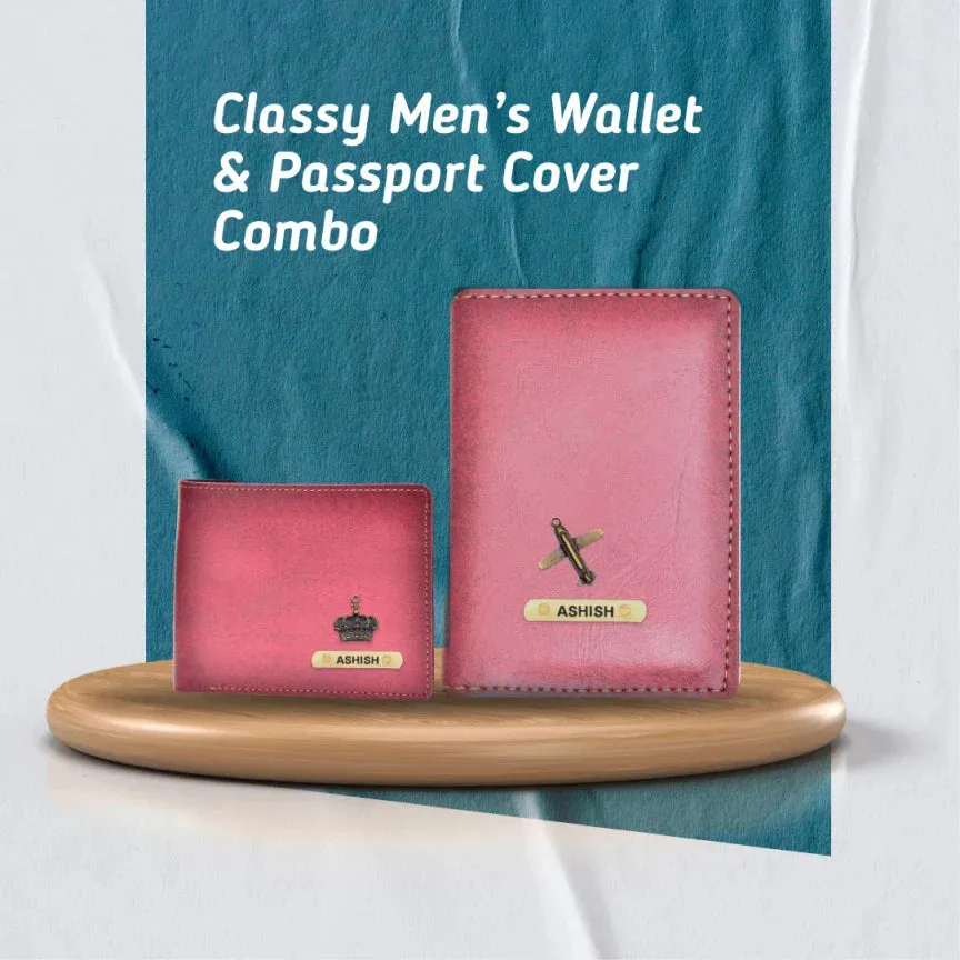 Customized with Name and Charm Men's 2 Pcs Travel Combo - Maroon