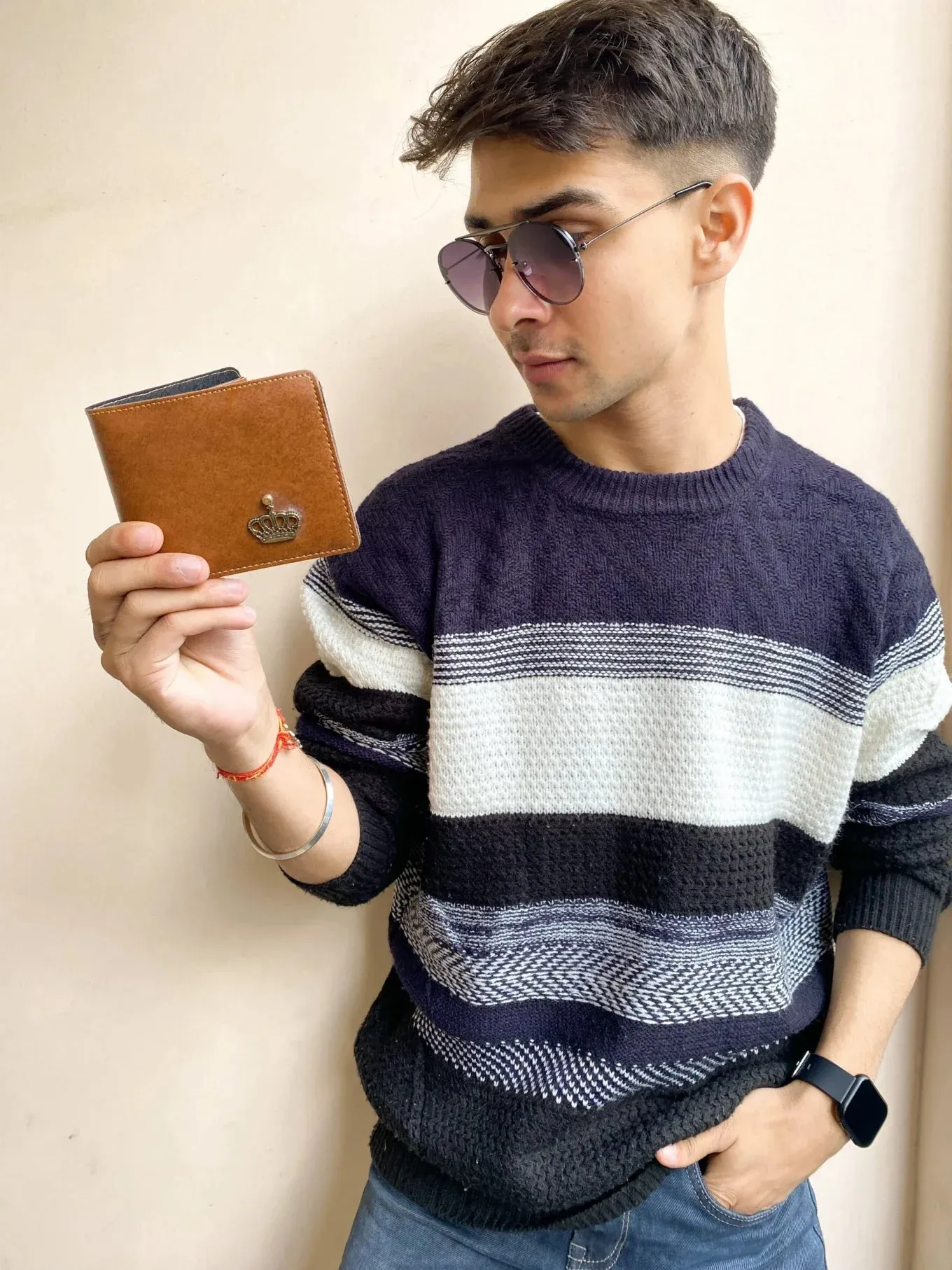 Customized with Name and Charm Men's 2 Pcs Travel Combo - Tan