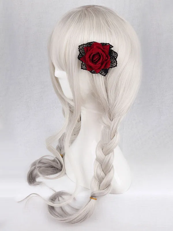 Cute Lolita Wigs Sweet Light Gray Long Curly Synthetic Lolita Hair Wigs With Bangs