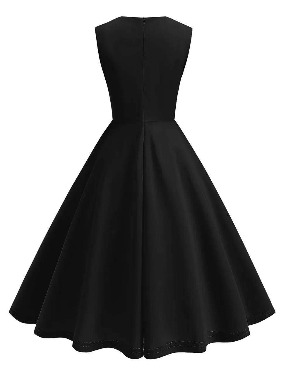 Dark Green V Neck Sleeveless Swing 1950S Vintage Dress