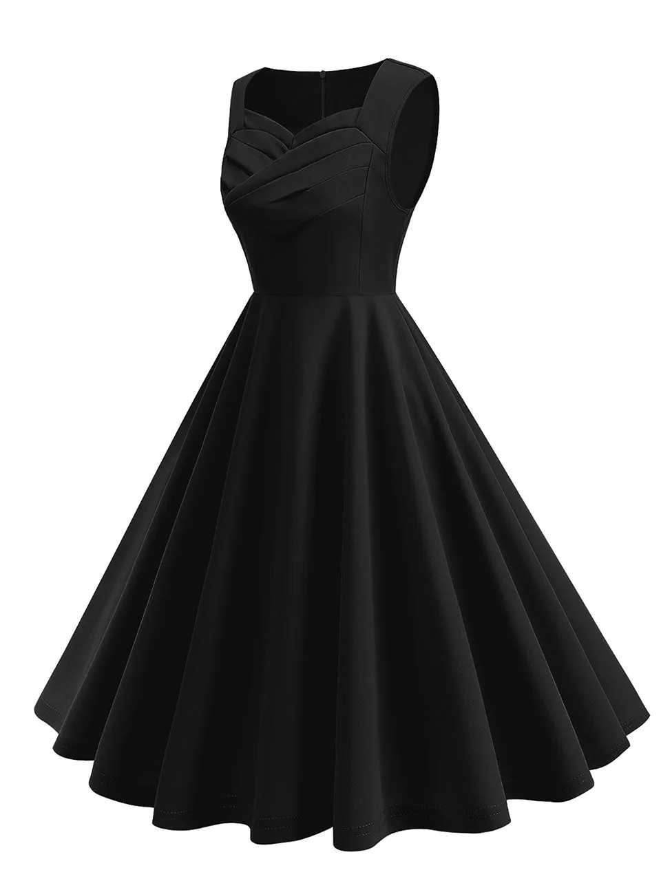 Dark Green V Neck Sleeveless Swing 1950S Vintage Dress