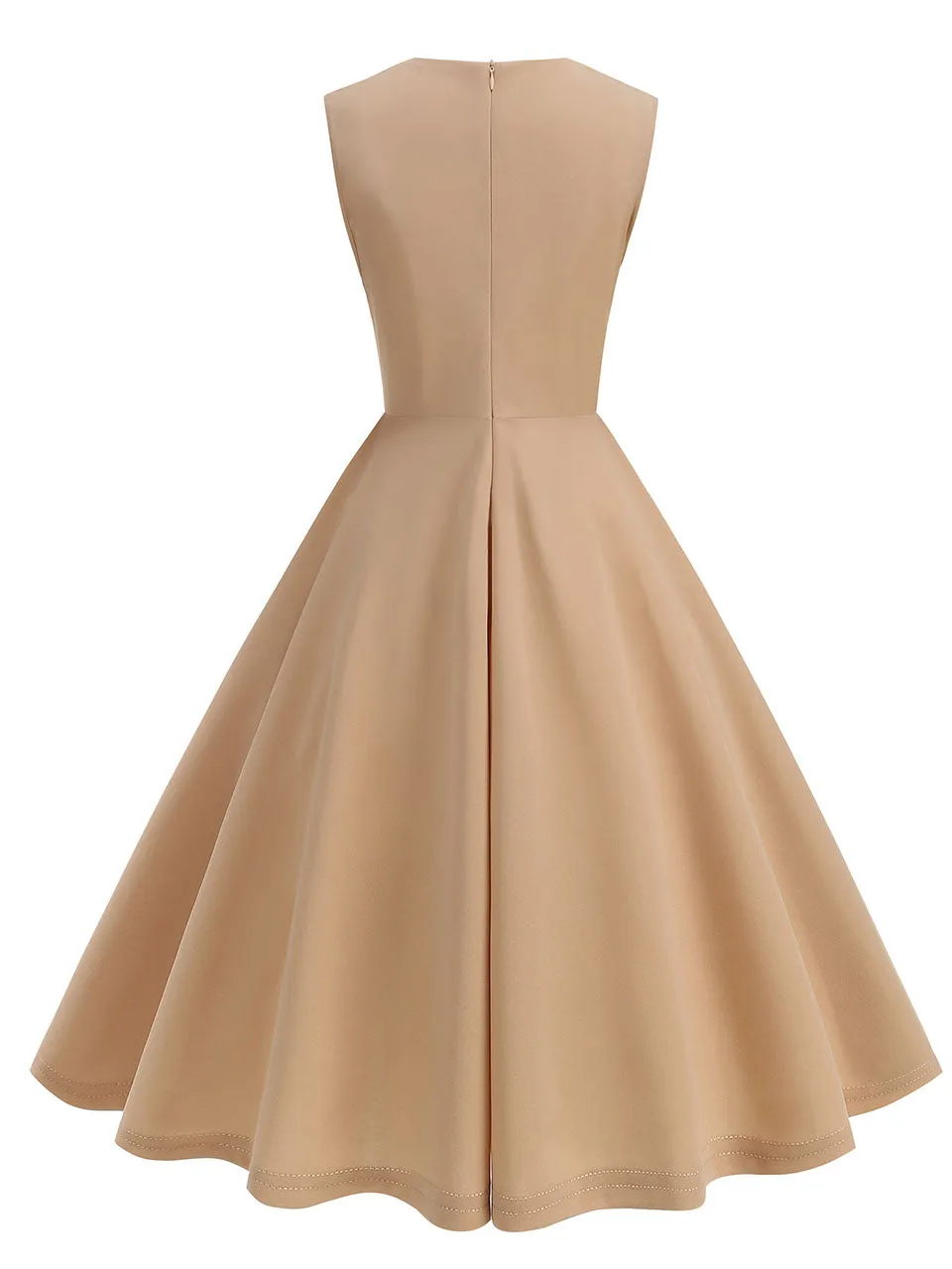 Dark Green V Neck Sleeveless Swing 1950S Vintage Dress