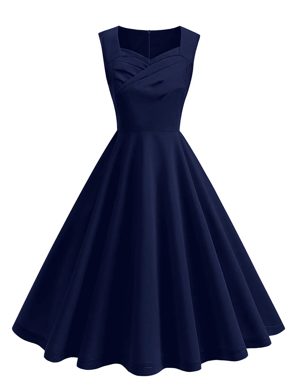 Dark Green V Neck Sleeveless Swing 1950S Vintage Dress