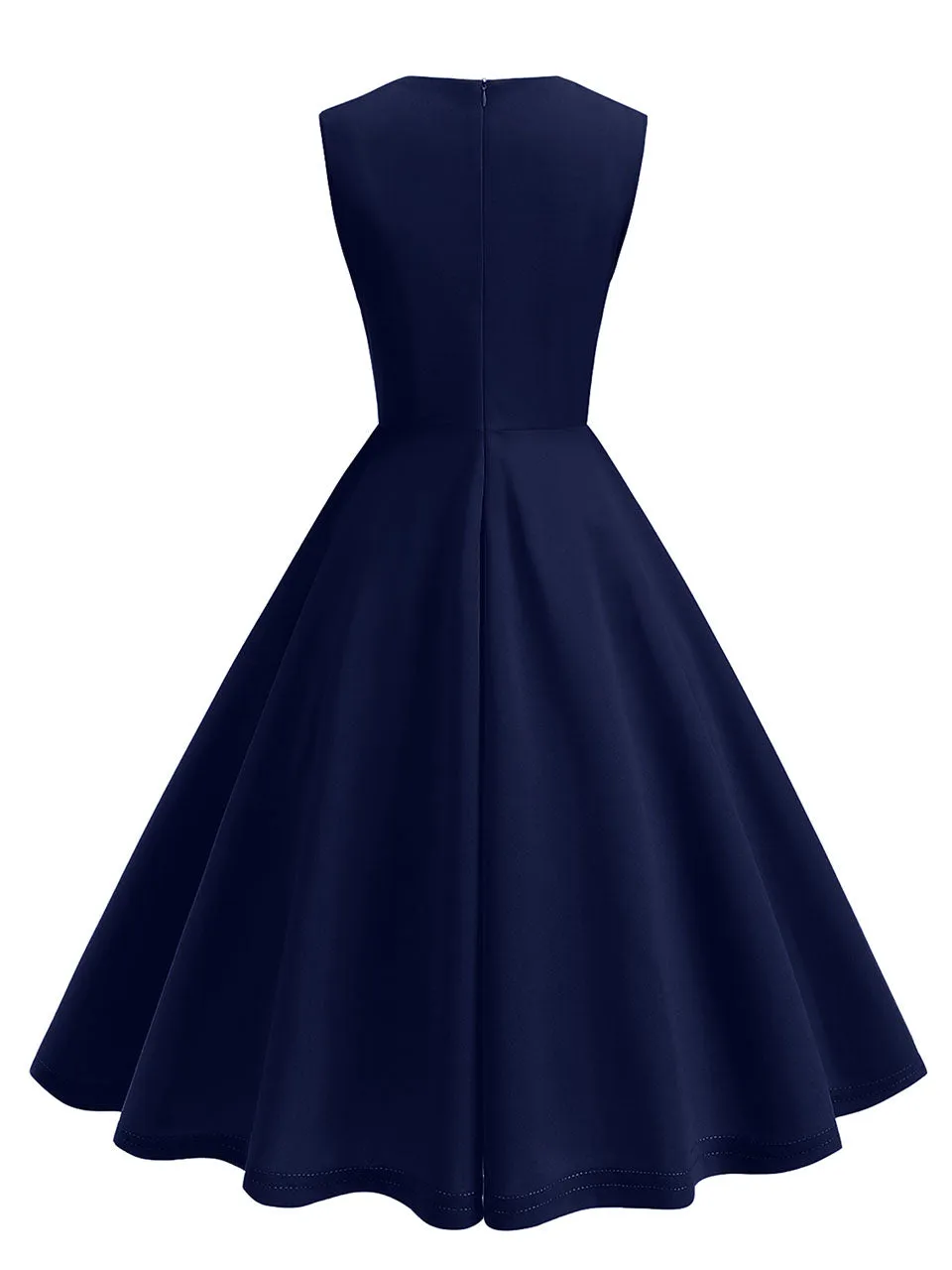 Dark Green V Neck Sleeveless Swing 1950S Vintage Dress