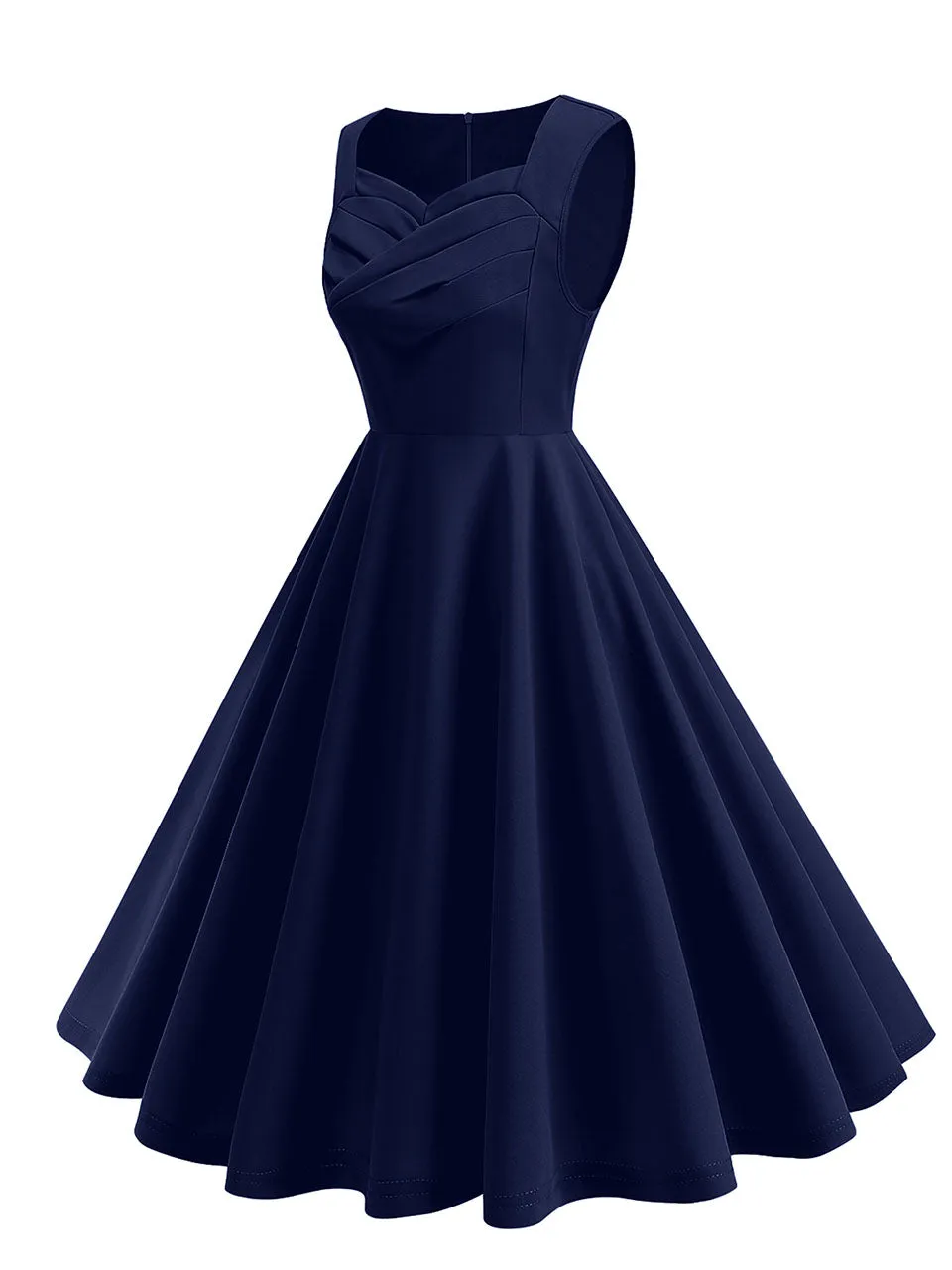 Dark Green V Neck Sleeveless Swing 1950S Vintage Dress