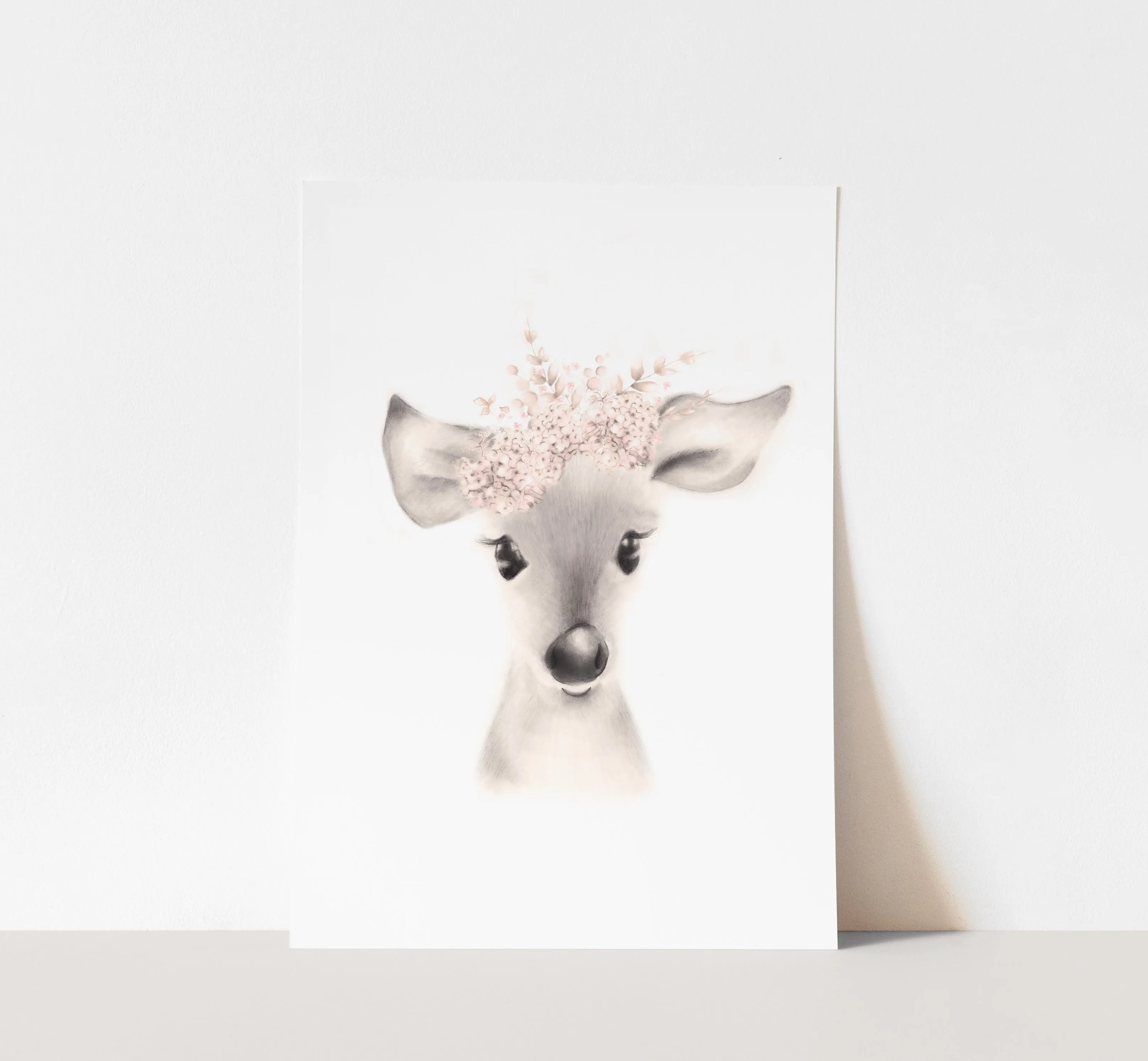 Deer Flower Crown Print in Sweet Blush