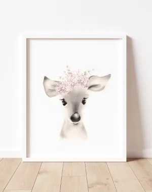 Deer Flower Crown Print in Sweet Blush