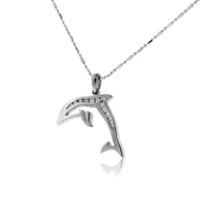 Diamond Lined Dolphin Pendant