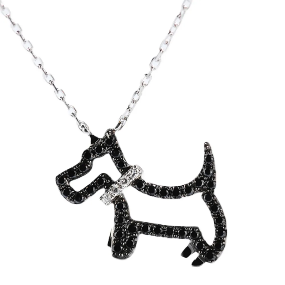Diamond Lovely Dog Pendant Necklace