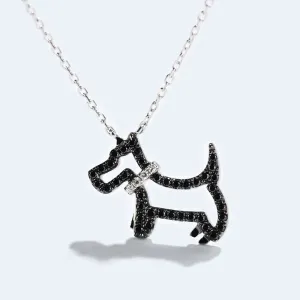 Diamond Lovely Dog Pendant Necklace