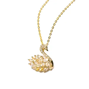 Diamond Lovely Swan Pendant Necklace
