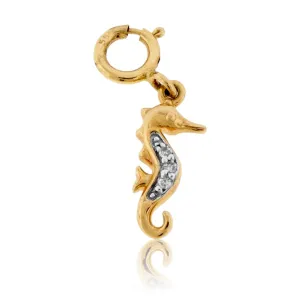 Diamond Sea Horse Spring Ring Charm