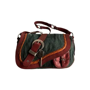 Dior Denim Two-Tone Shoulder Saddle Bag