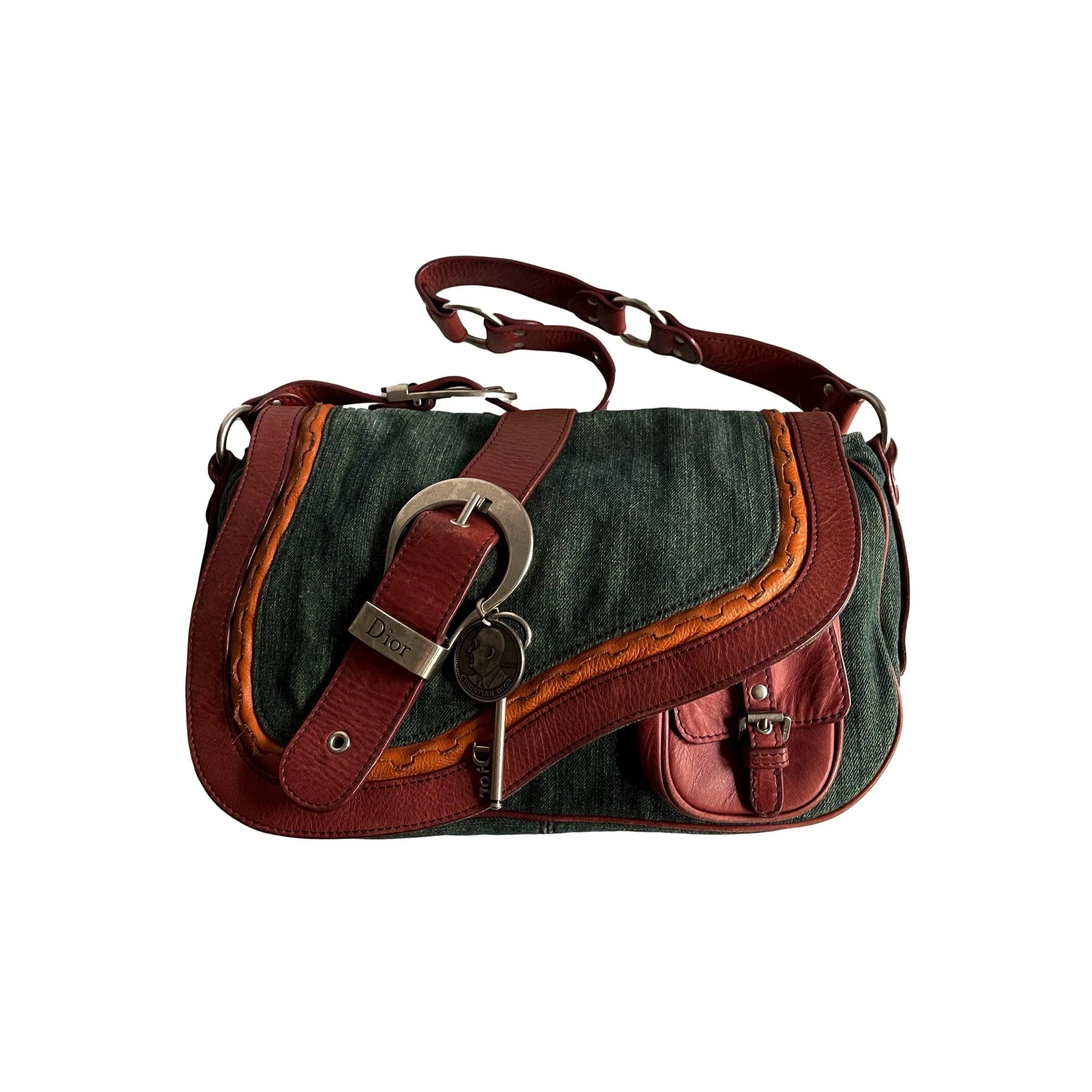 Dior Denim Two-Tone Shoulder Saddle Bag