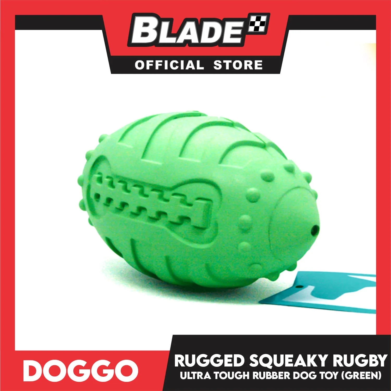 Doggo Rugged Squeaky Rugby (Green) Dog Toy Pet Toy